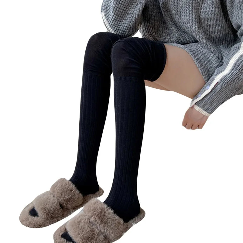 Cable Knit Over Knee Socks Soft Stretchy Stocking Thigh High Leg Warmers