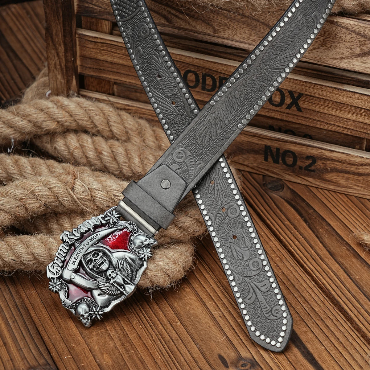 Men & Women PU Leather-Belts - Vintage Belt Eagle Engraved Leather Grim Reaper Buckle Belt for Jeans
