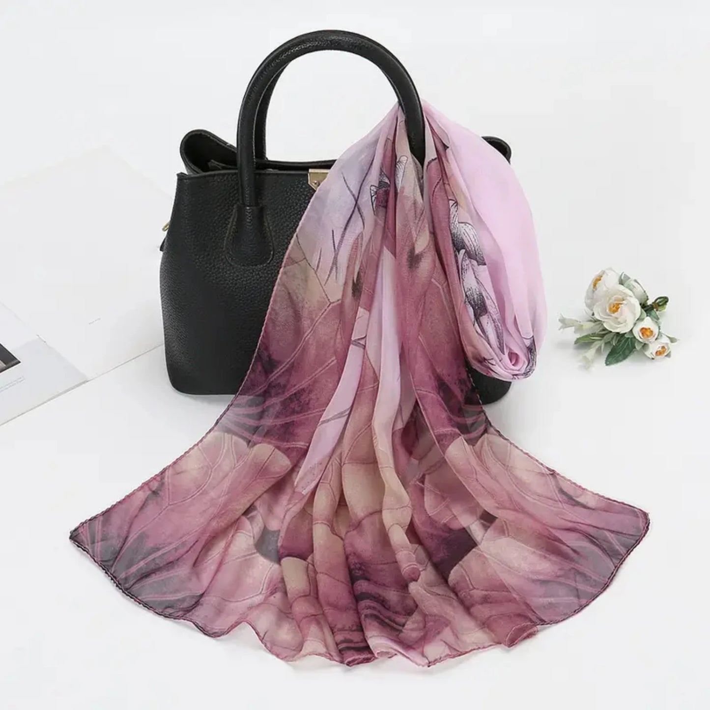 Elegant Floral Print Lightweight Scarf Shawl for Women - Stylish Fashion Scarves for Sun Protection & Trendy Look