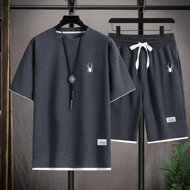 Men's short sleeved T-shirt and sports shorts set casual sportswear fashion summer