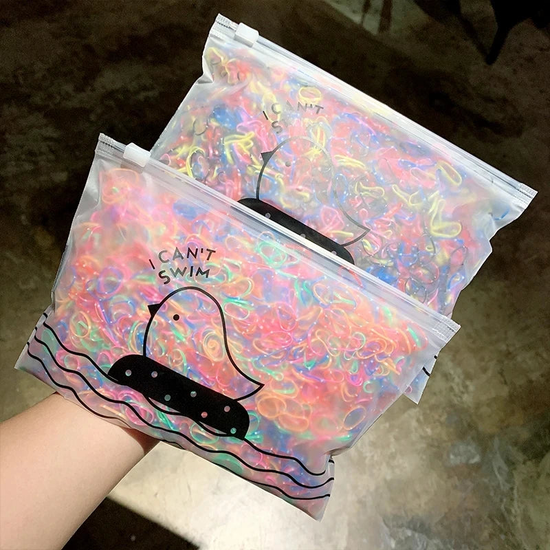 1000pcs/Pack Colorful Small Disposable Rubber Bands Gum For Ponytail Hold Scrunchie Hair Bands Fashion Hair Accessories