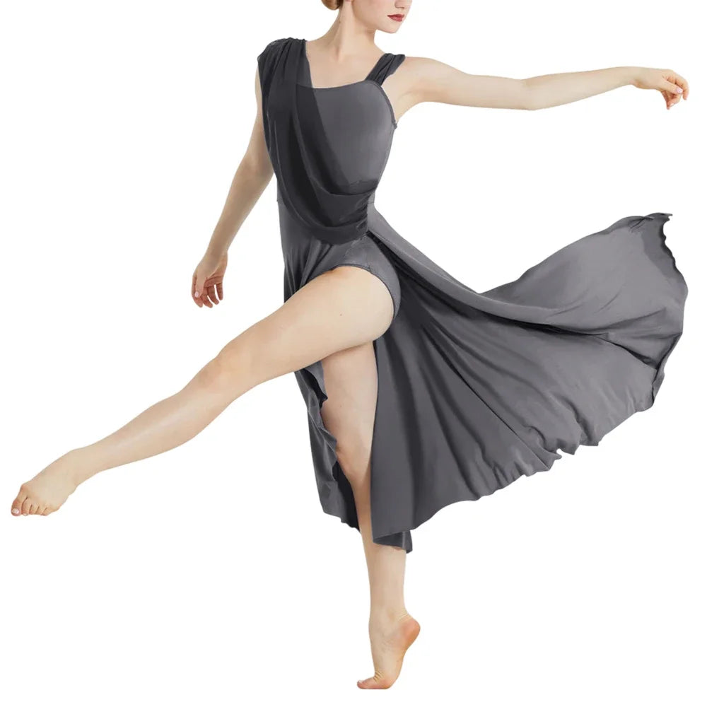 Ballroom Dance Woman’s Dresses Asymmetrical Design Long Modern Lyrical Dance Skirt Ballerina Stage Performance