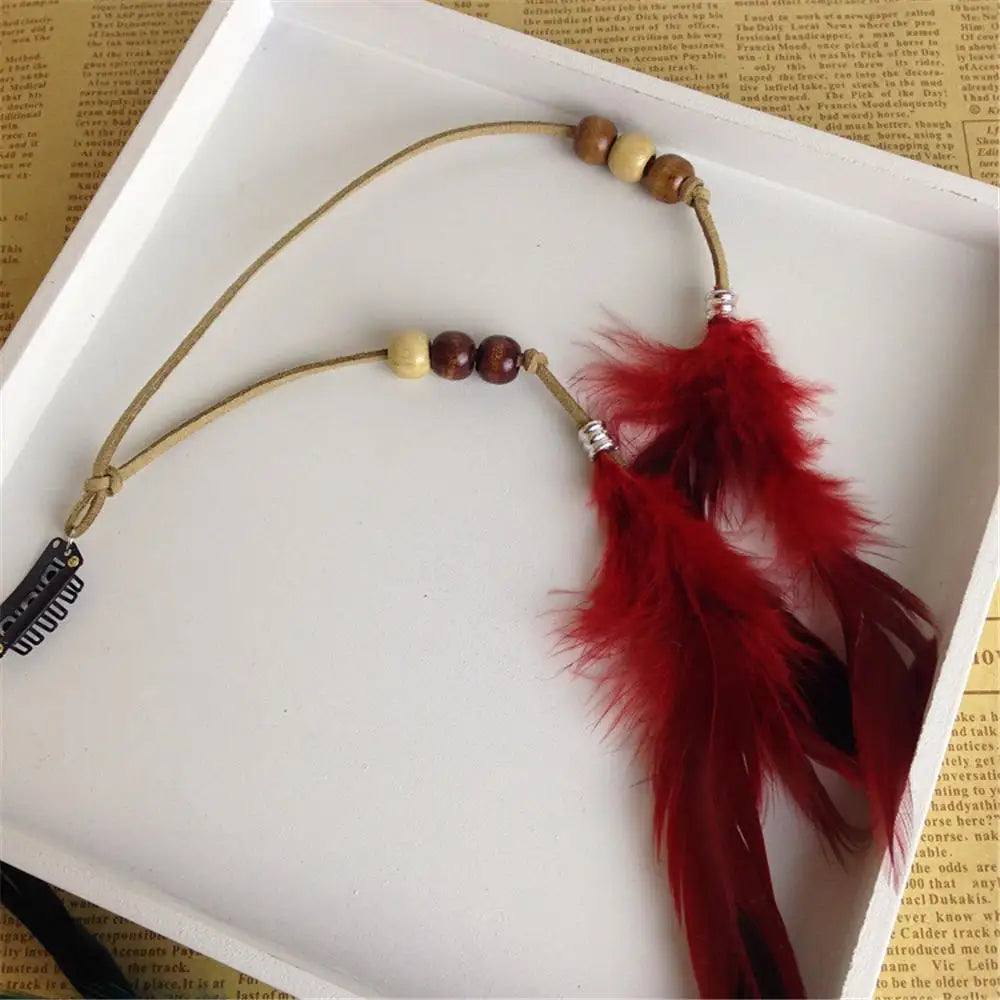 Bohemian Feather Hairband Women's Festive Masquerade Carnival Hippies  Indian Prom Gypsy Long Tassel Hair Accessories