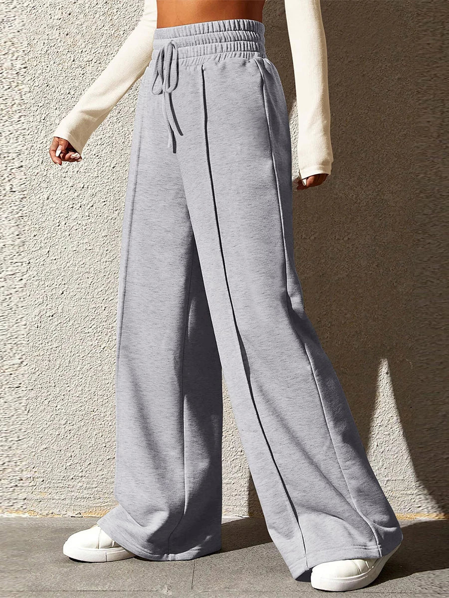 Women s High Waist Wide Leg Trousers Solid Color Loose Fit Palazzo Pants for Chic Street Style and Everyday Wear