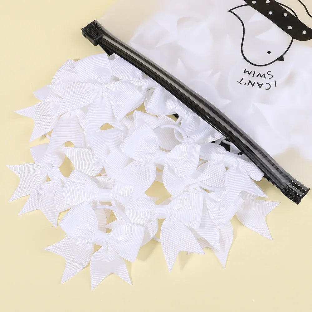 5/10/20Pcs Mini Solid Bows Elastic Hair Bands Small Rubber Band Hair Rope Ponytail Holder Headwear Hair Accessories