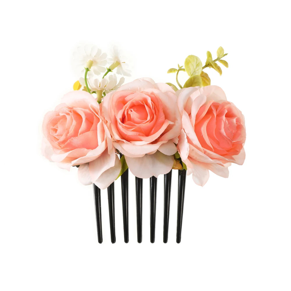 Flower Hair Comb Hairpin Bouquet Headdress Hair Combs Hair Accessories for Women Girls Floral Hairpins