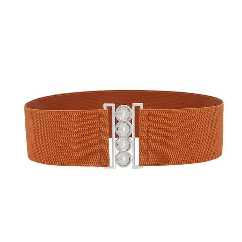 Women’s Elastic Cinch Belt Fashion Stretch Waist Band Clasp Buckle Stretchy Retro Wide Waist Cinch Belt Waistband