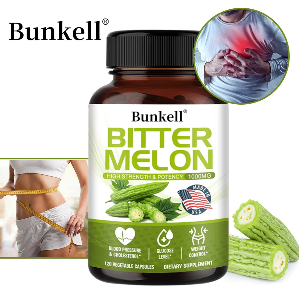 1000 Mg Bitter Melon Extract Capsules for Heart, Blood Sugar and Cholesterol Health, Weight Management