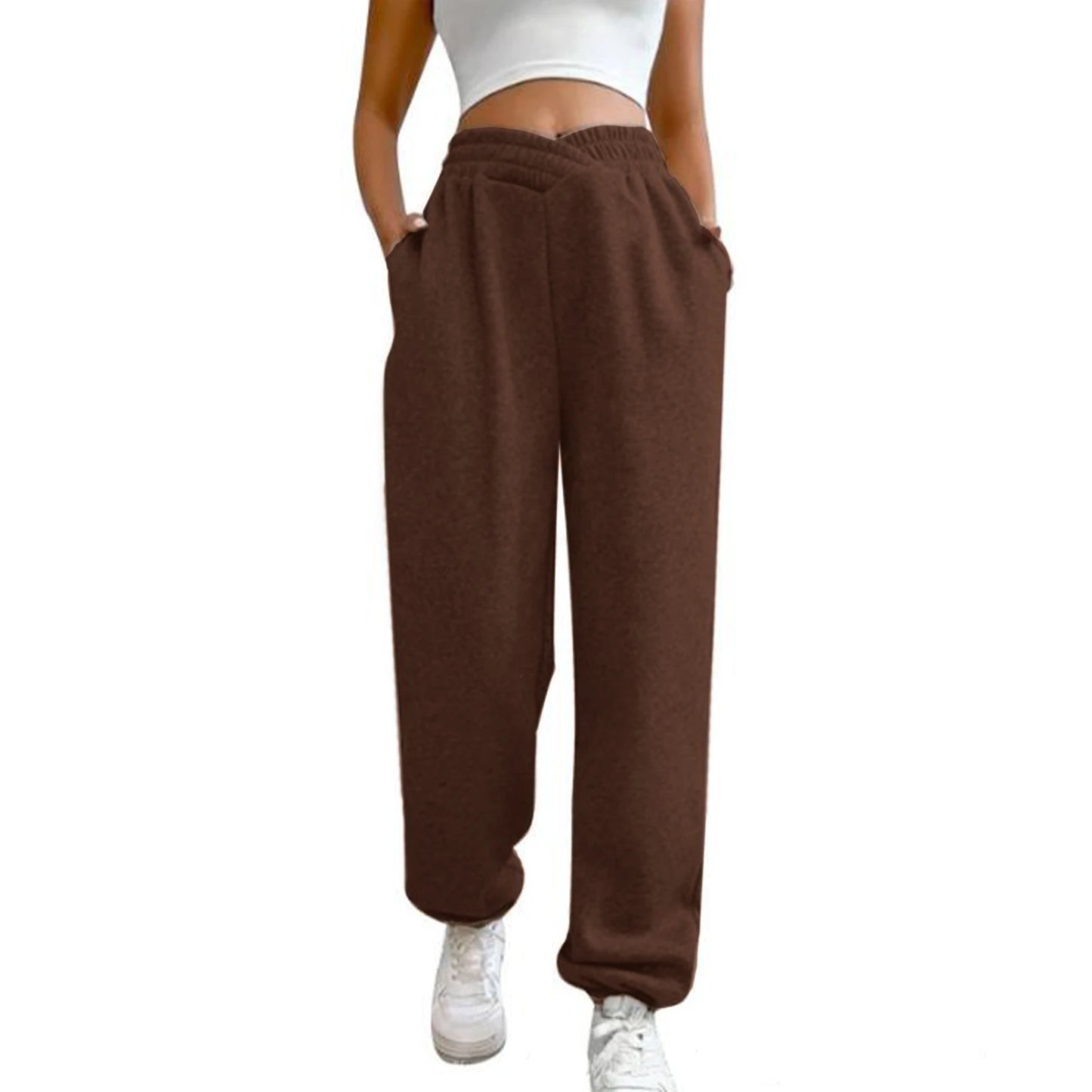 Women s High Waist Yoga Sweatpants with Side Pockets  Workout Pants Running  Active Wear