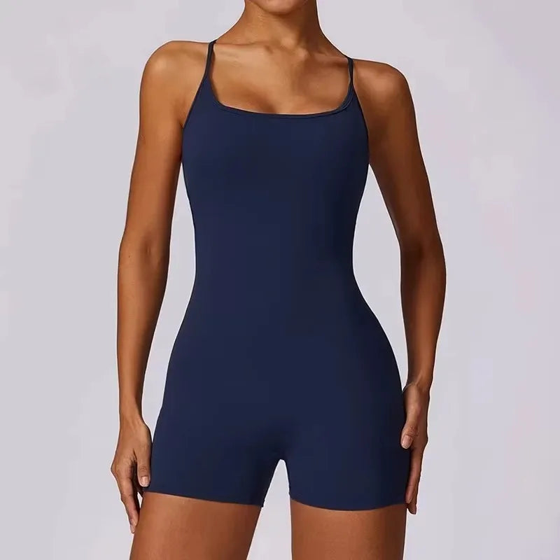 Quick-Drying Nude Feel Sports One-Piece Leisure Running Fitness Clothes Tight Back Yoga Clothes workout shorts  yoga shorts