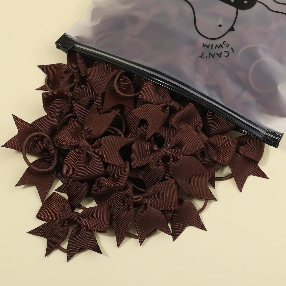 5/10/20Pcs Mini Solid Bows Elastic Hair Bands Small Rubber Band Hair Rope Ponytail Holder Headwear Hair Accessories