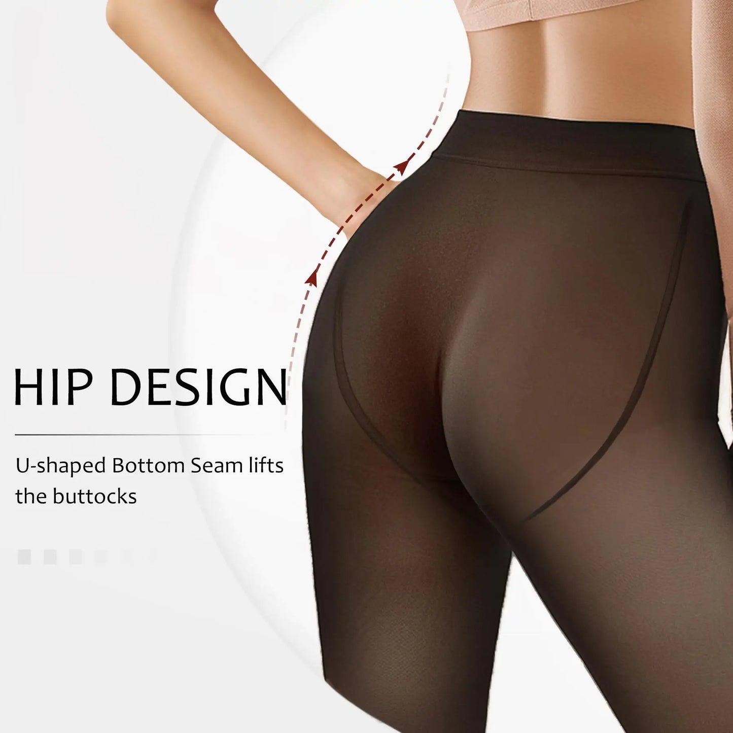 Warm Fleece Lined Women's Tights - Thick Sheer Pantyhose Leggings for winter, outdoor Thermal Hosiery (-L)