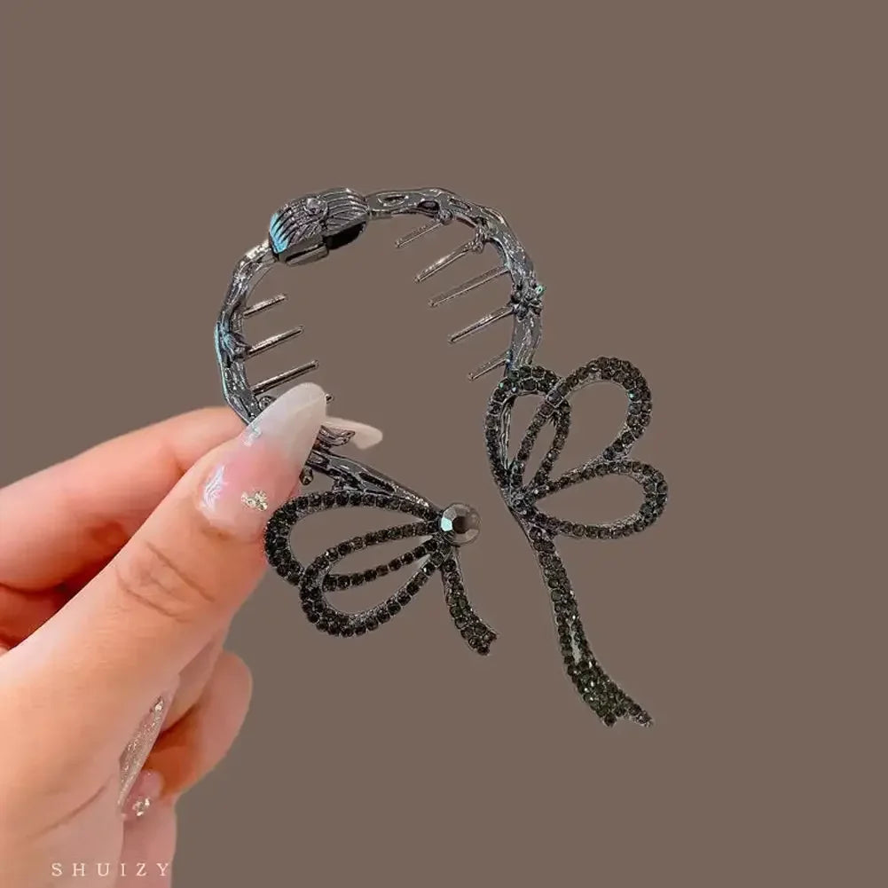 Flower Tassel Hair Clip Women Ladies Butterfly Rhinestone Pearl Metal Hair Claw Round Bun Ponytail Holder Hair Accessories
