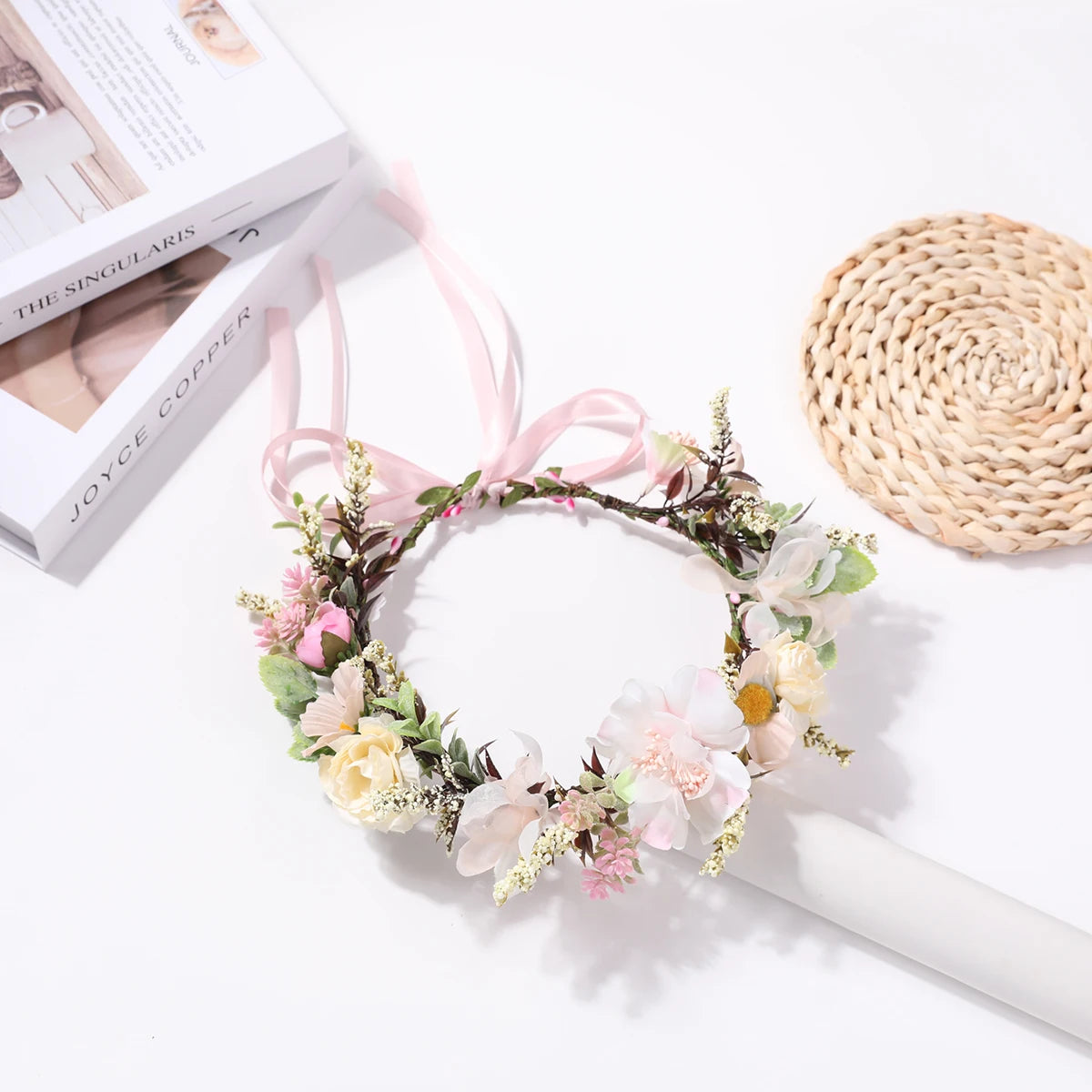 pastoral small fresh flower wreath hair hoop fairy rose flower flower headdress, retro antique style flower