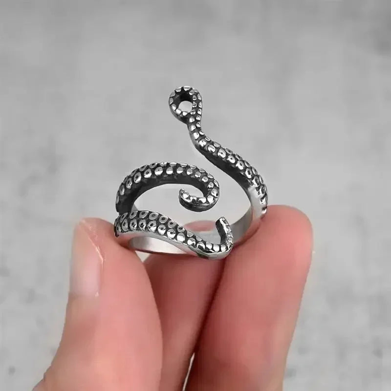 Creative Octopus Rings for Men Deep Sea Monster Squid Finger Tentacles Ring Animal Jewelry  Adjustable