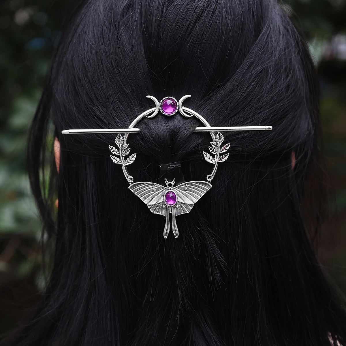 Woodland Goddess Crescent Moon Dragonfly Hair stick Fairy Moon Dragonfly Insect Hair Barrette Hairclip For women