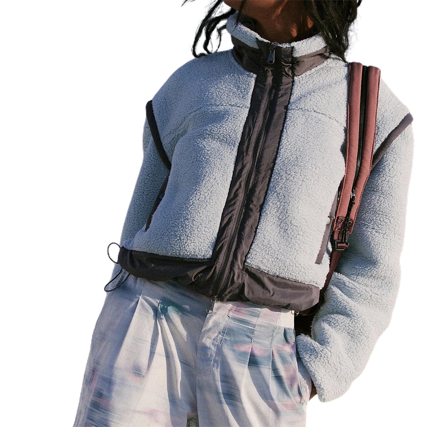 Quilted Puffer Jacket with Hood Long Sleeve Winter Warm Zip Up Coat Stand Collar Outdoor Parka Coat