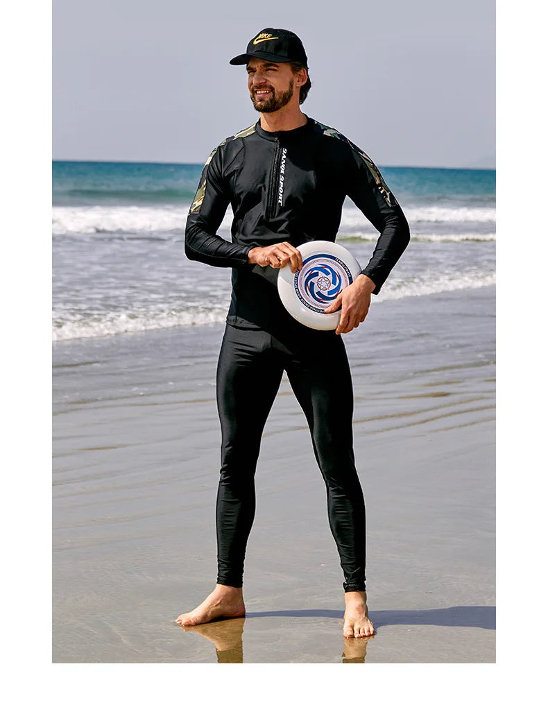 Men 3Pcs Long Sleeve Quick-Dry Water Sports Surfing Beach Rash Guard Professional WaterProof Outdoor Athletic Bathing SwimWear
