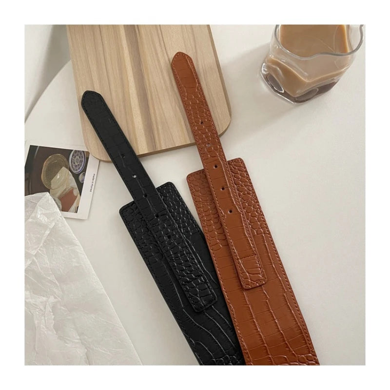 Ultra Wide Women's Elastic Waistband Skirt Waist Belt Women's Outerwear with Tight Belt Suit Decoration