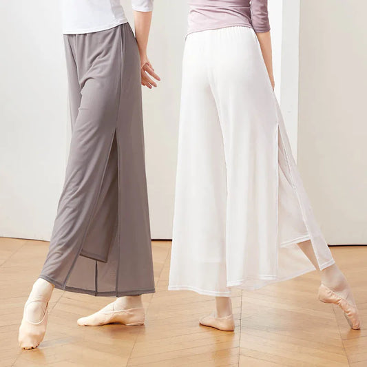 Sport Pants Fitness Yoga Pants Wide Leg Pants Double Layers Mesh Running Dance Pants Adult Long Pants