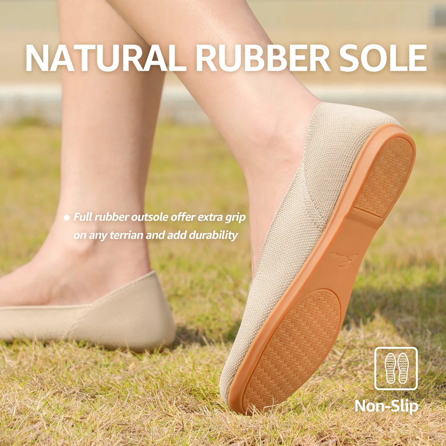 Ballet Flats Comfortable Knit Flat Shoes for Office Work Washable Casual Dress Shoes
