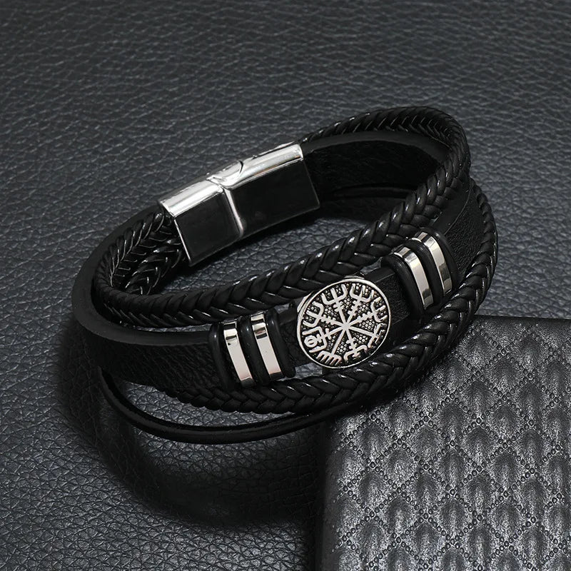 Tree Male Unique Design Trendy Vintage Cuff Men Bracelets PU Leather Bracelets Bangles for Men Jewelry