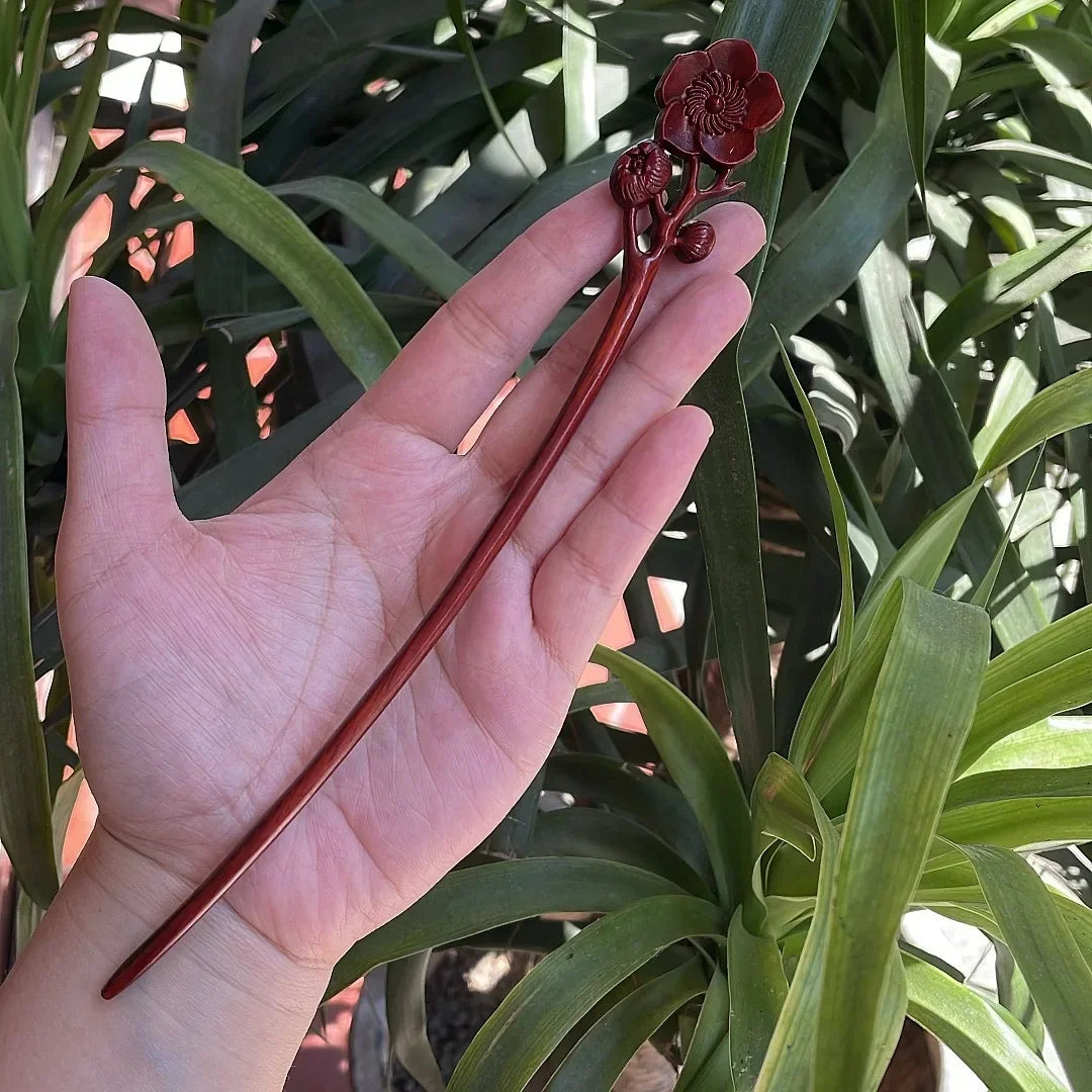 Chinese Retro Style Peach Wood Handmade Carved Hairpin Hollow Out Hair Stick Hairpin Women Hair Styling Tools Hair Accessories