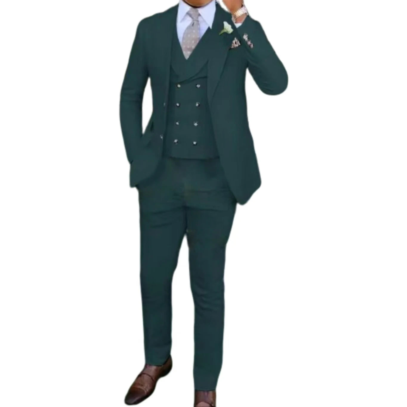 Men's slim-fit three-piece suit,Three-piece set of vest, blazer and trousers,Ideal for weddings, business and formal occasions