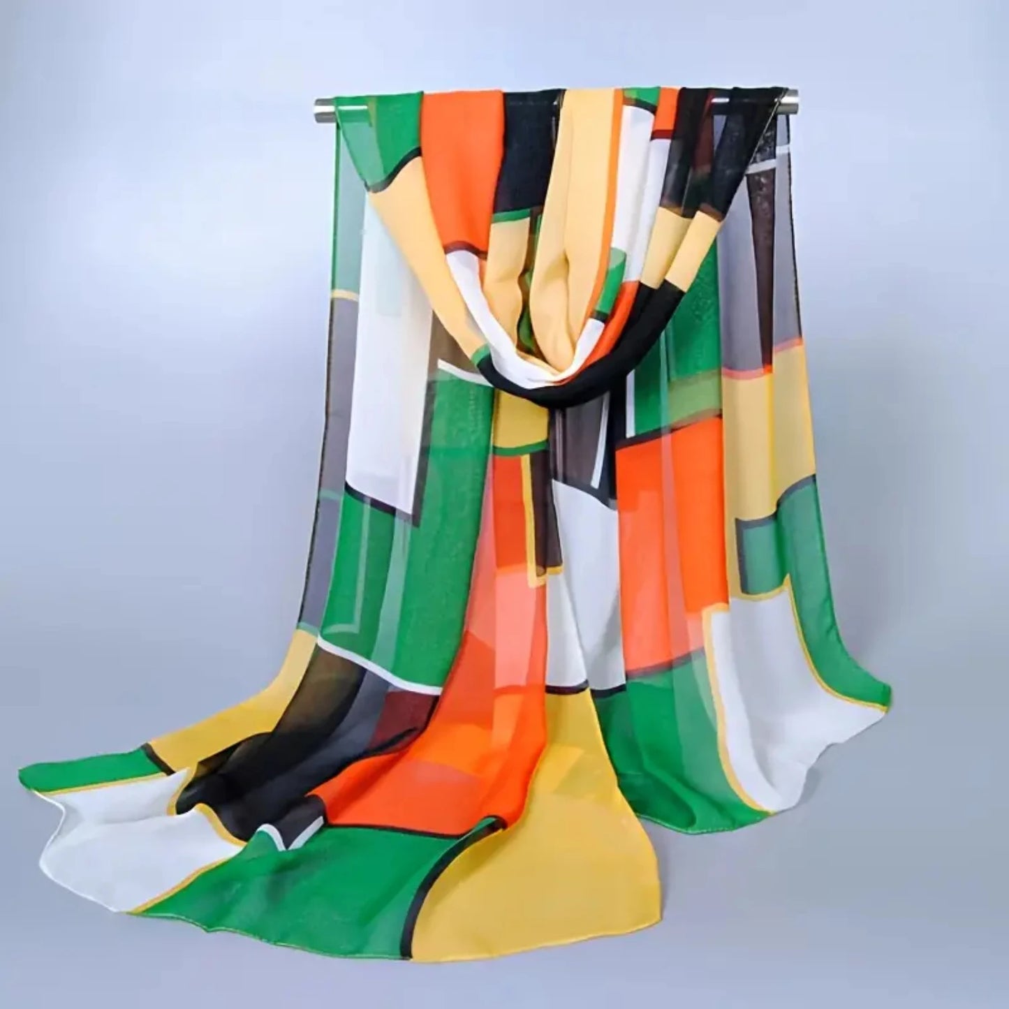 Elegant Geometric Square Thin Chiffon Scarf Fashion Shawl - Versatile and Stylish Accessory