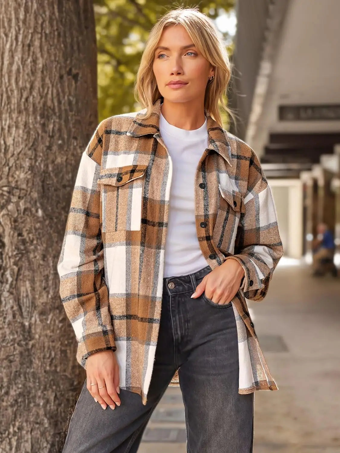 Flannel Plaid Button Down Long Sleeve Shirts Jackets