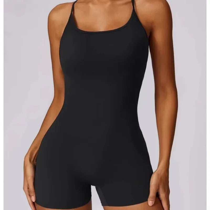 Quick-Drying Nude Feel Sports One-Piece Leisure Running Fitness Clothes Tight Back Yoga Clothes workout shorts  yoga shorts