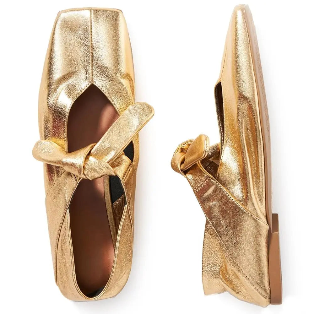Cute Square Toe Ballet Shoes Fashion Flat Bow Mary Jane Pumps