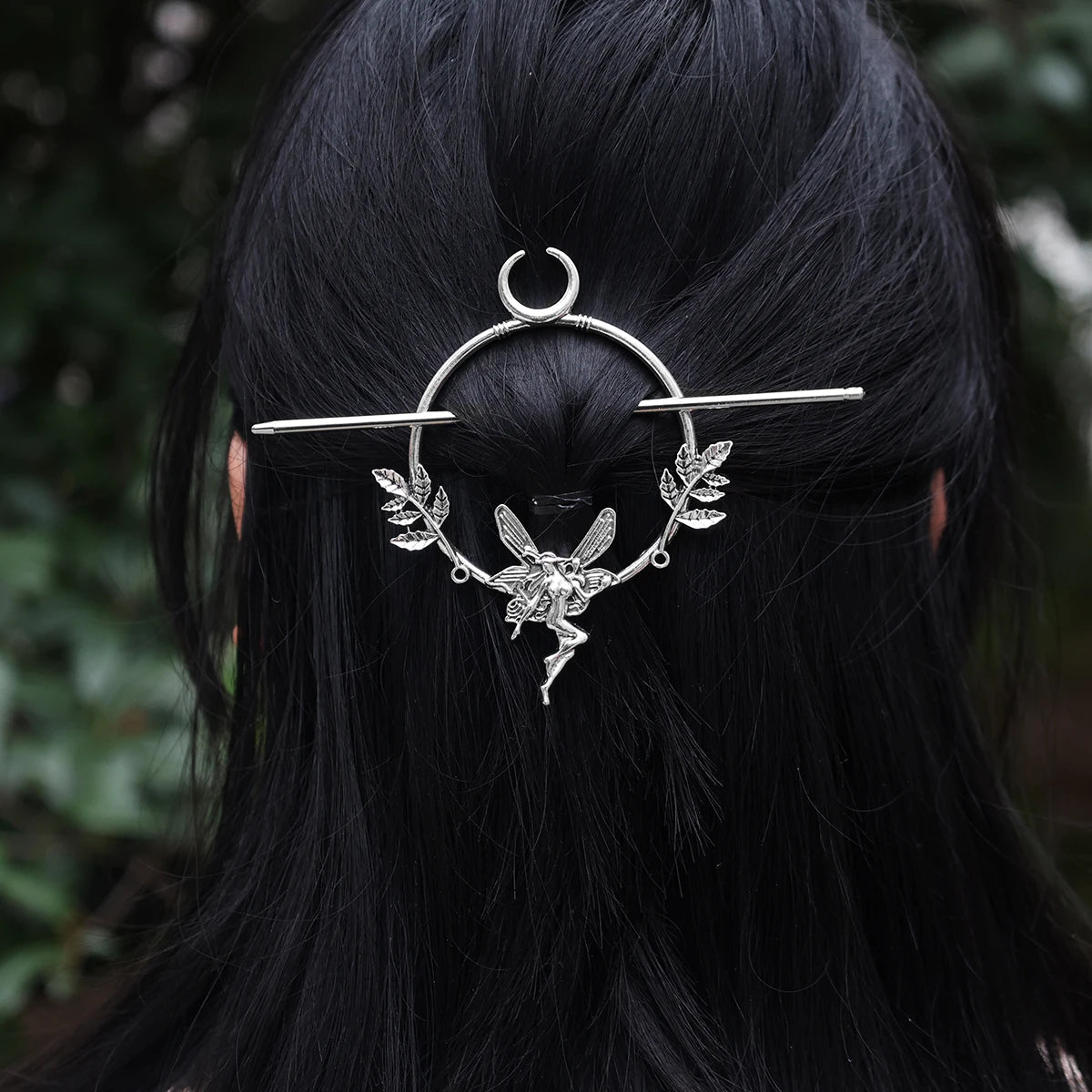 Woodland Goddess Crescent Moon Dragonfly Hair stick Fairy Moon Dragonfly Insect Hair Barrette Hairclip For women