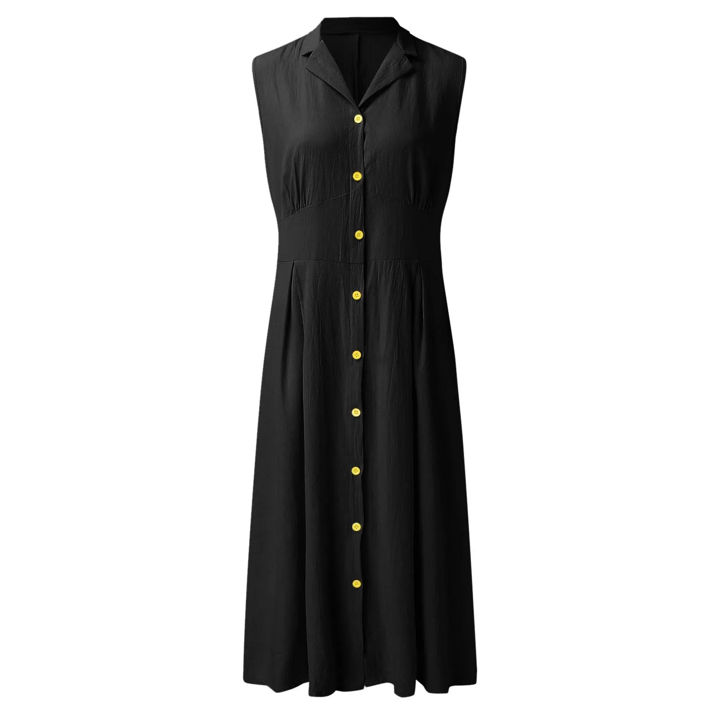 Casual Loose Sleeveless Shirt Dress Solid Color Button Cotton Linen Blend Dress Elegant Vacation Holiday Dresses