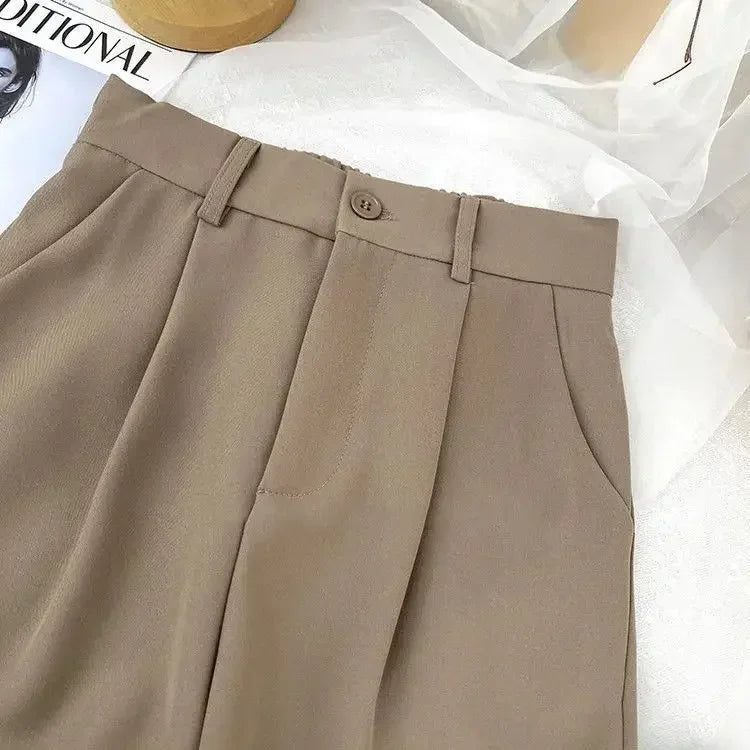 Fall Spring Suit Pants Women Fashion Elastic High Waist Casual Trousers Woman Solid Office Pant