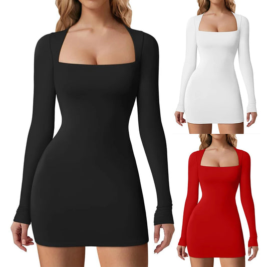 Mini  Dress Long Sleeve Buttocks Wrapped Dress