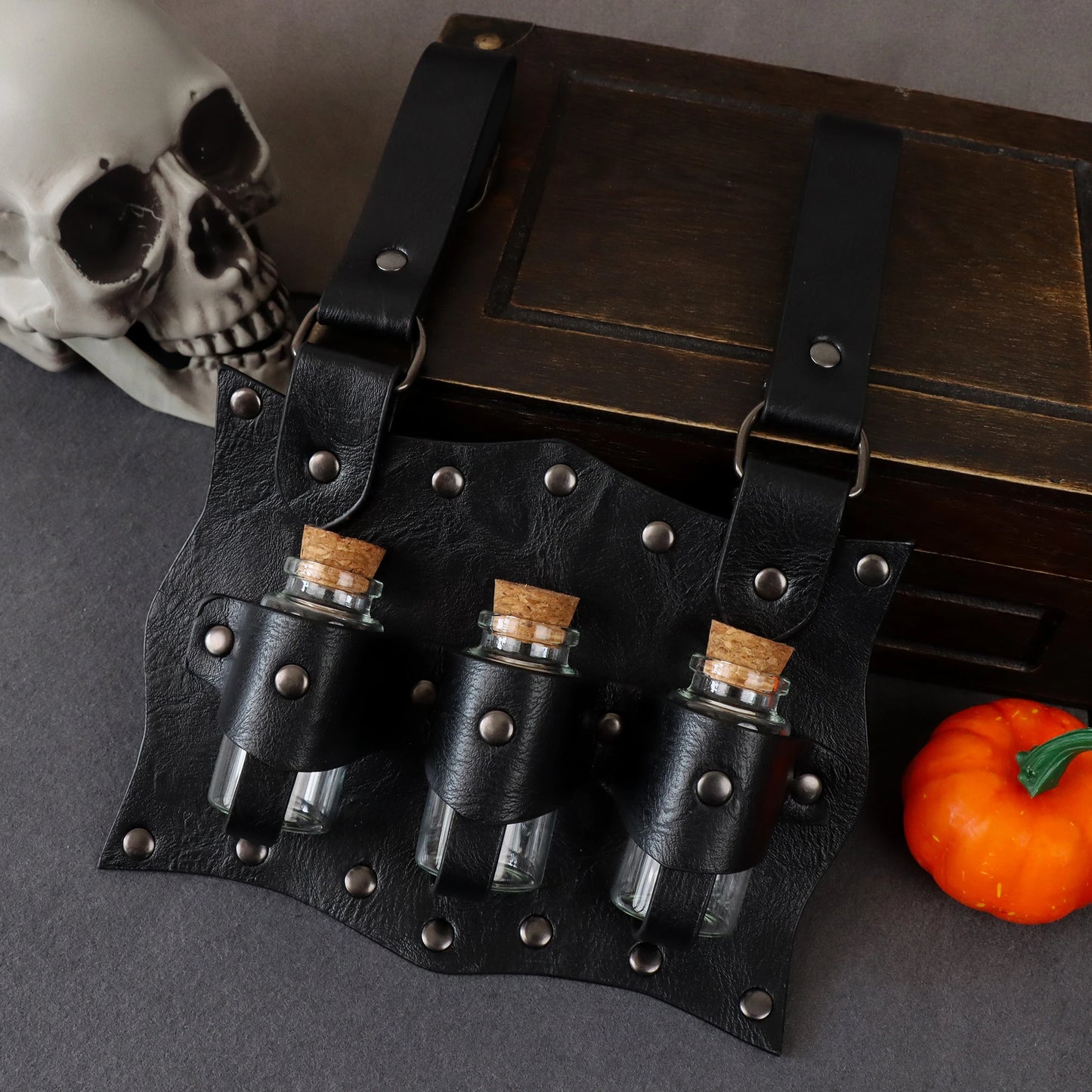 Medieval Alchemy Vial PU Holder Belt Hanging Potion Magic  Medieval Belt Vial Pouch Alchemy Healer Kit Bags