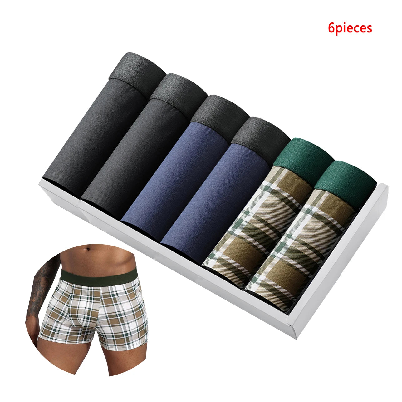 6pcs pack Black Boxer Shorts Men Underwear Soft Breathable Male Underpants for Men Homme Boxershorts
