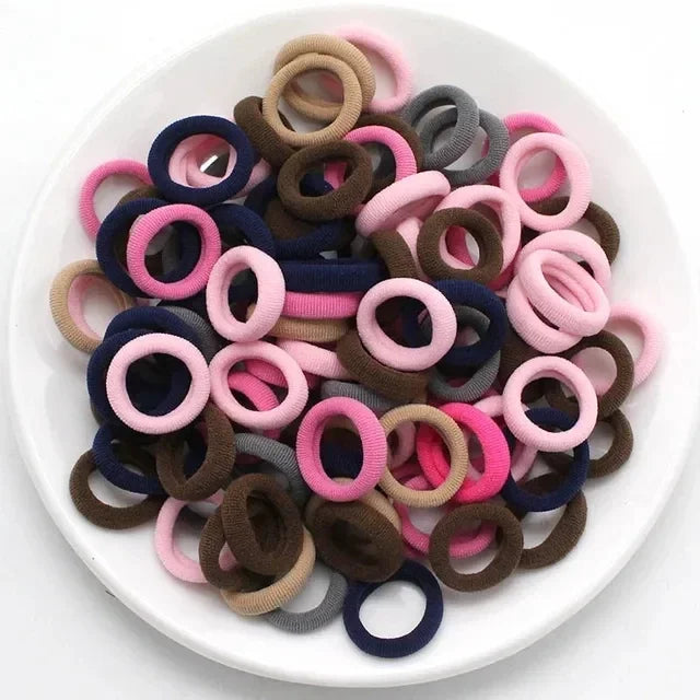 200PCS Women Colorful Nylon Elastic Hair Bands Ponytail Hold Small Hair Tie Rubber Bands Scrunchie Hair Accessories