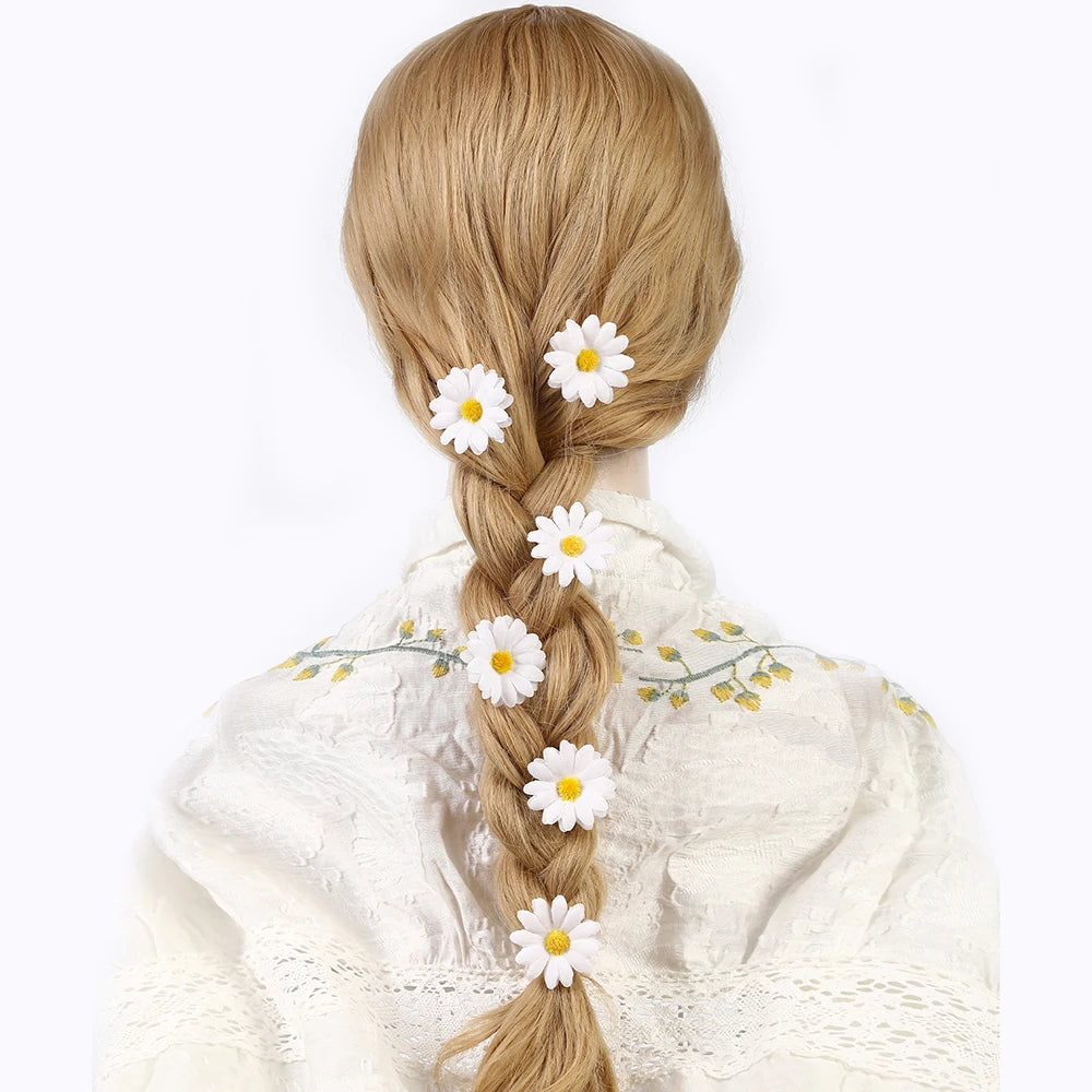 6Pcs Sunflower Hair Clips Side Bangs Clip Cute Daisy Small Flower Hairpins Duckbill Hairpin Women Hair Accessories