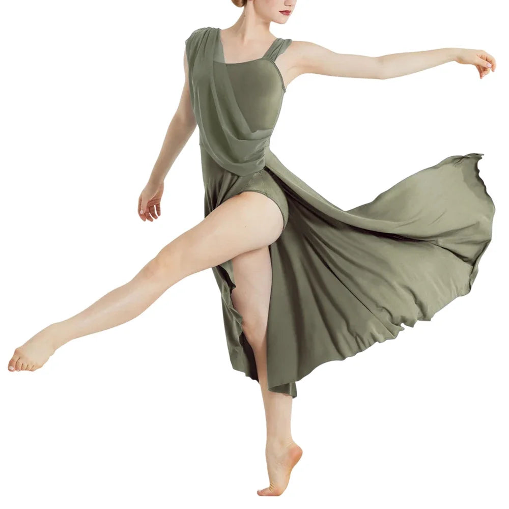 Ballroom Dance Woman’s Dresses Asymmetrical Design Long Modern Lyrical Dance Skirt Ballerina Stage Performance