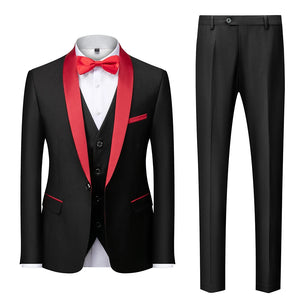Men's Casual Business Have Smoking Suit High End Brand Boutique Fashion Blazer Vest Pants Groom Wedding Dress Party Suit