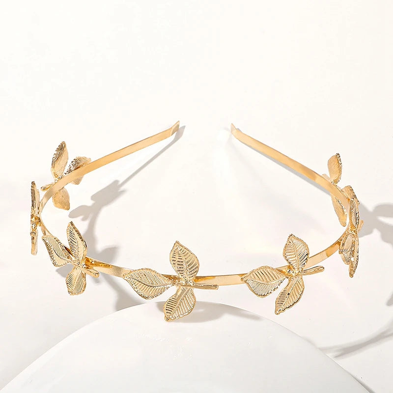 Gold Color Leaf Headband Headpiece Crown Tiara Headdress Goddess Greek Head Jewelry