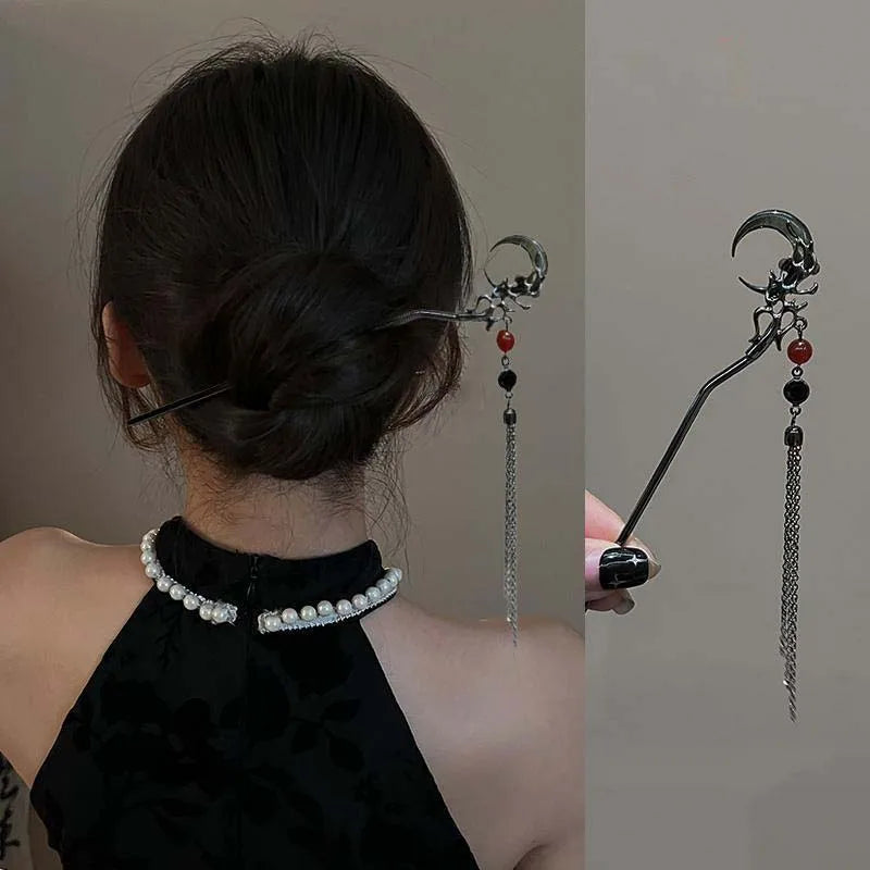 Chinese Style Butterfly Flower Tassel Hair Stick for Women Vintage Metal Chopstick Hair Sticks Hair Accessories