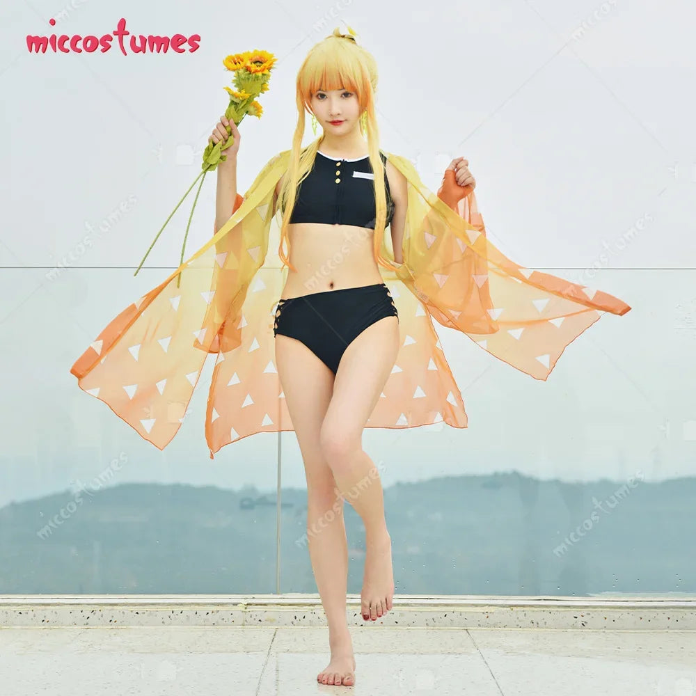 Two Piece  Swimsuit V Neck High Waist Lace Up Bathing Suit Swimwear Kimono Cover Up