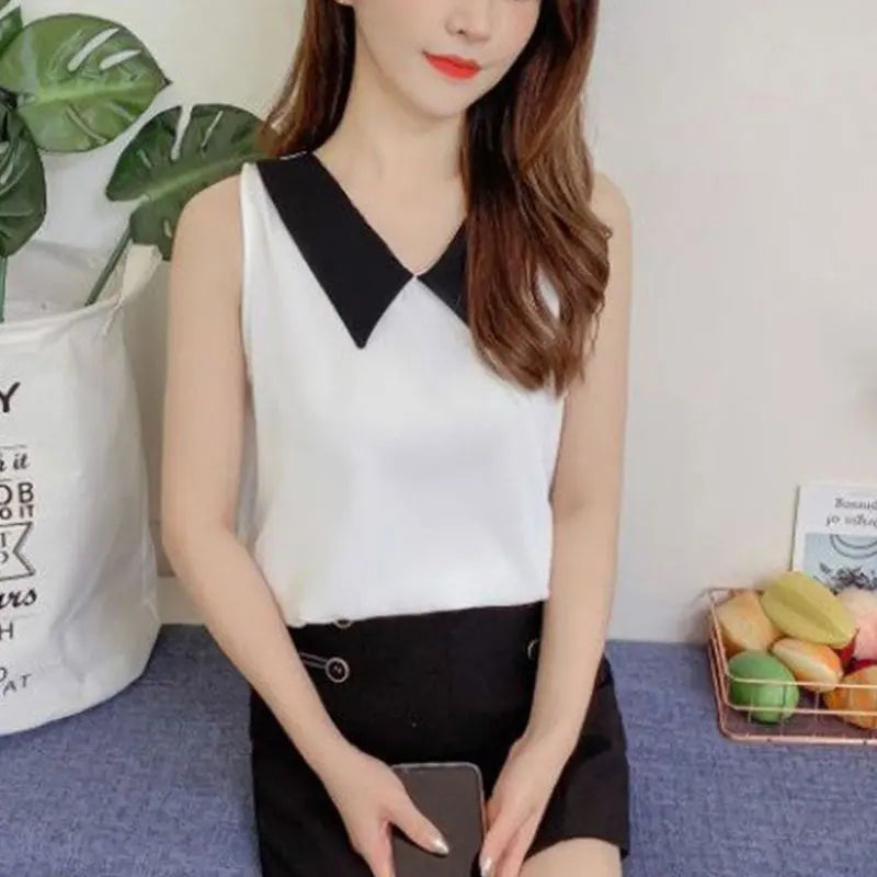 Sleeveless chiffon shirt
