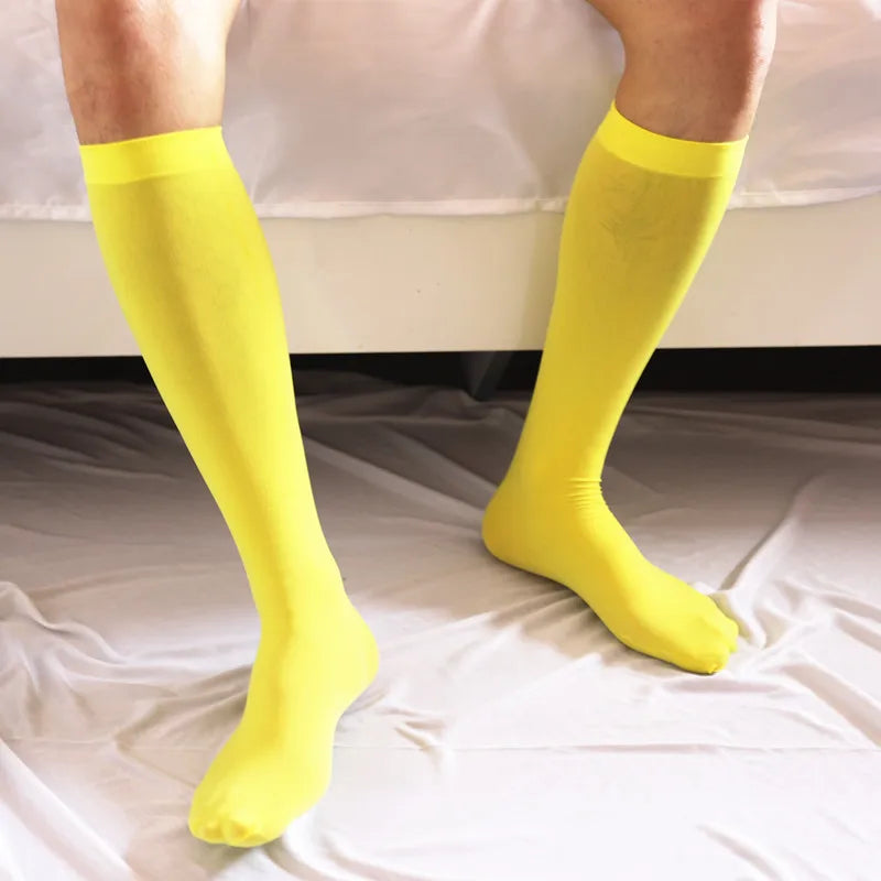 1 Pair Men's Business Suit Socks Ultrathin Mid-Length Tube Summer Breathable Gentleman Sexy Formal Business Stockings