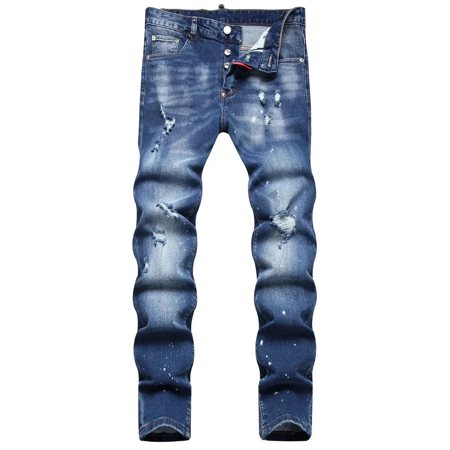 Skinny Jeans Luxury Brand Light Blue Holes Long Trousers Quality  Fashion Stretch Slim Pants Ripped Jeans