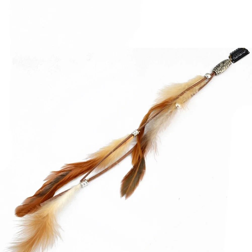 Bohemian Feather Hairband Women's Festive Masquerade Carnival Hippies  Indian Prom Gypsy Long Tassel Hair Accessories