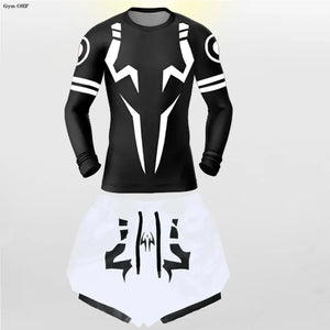 Jujutsu Kaisen Anime Compression T Shirt Suits Men's 2 In 1 Shorts Sport Running Jogging Gym Tracksuit Men Clothing Rashgard MMA